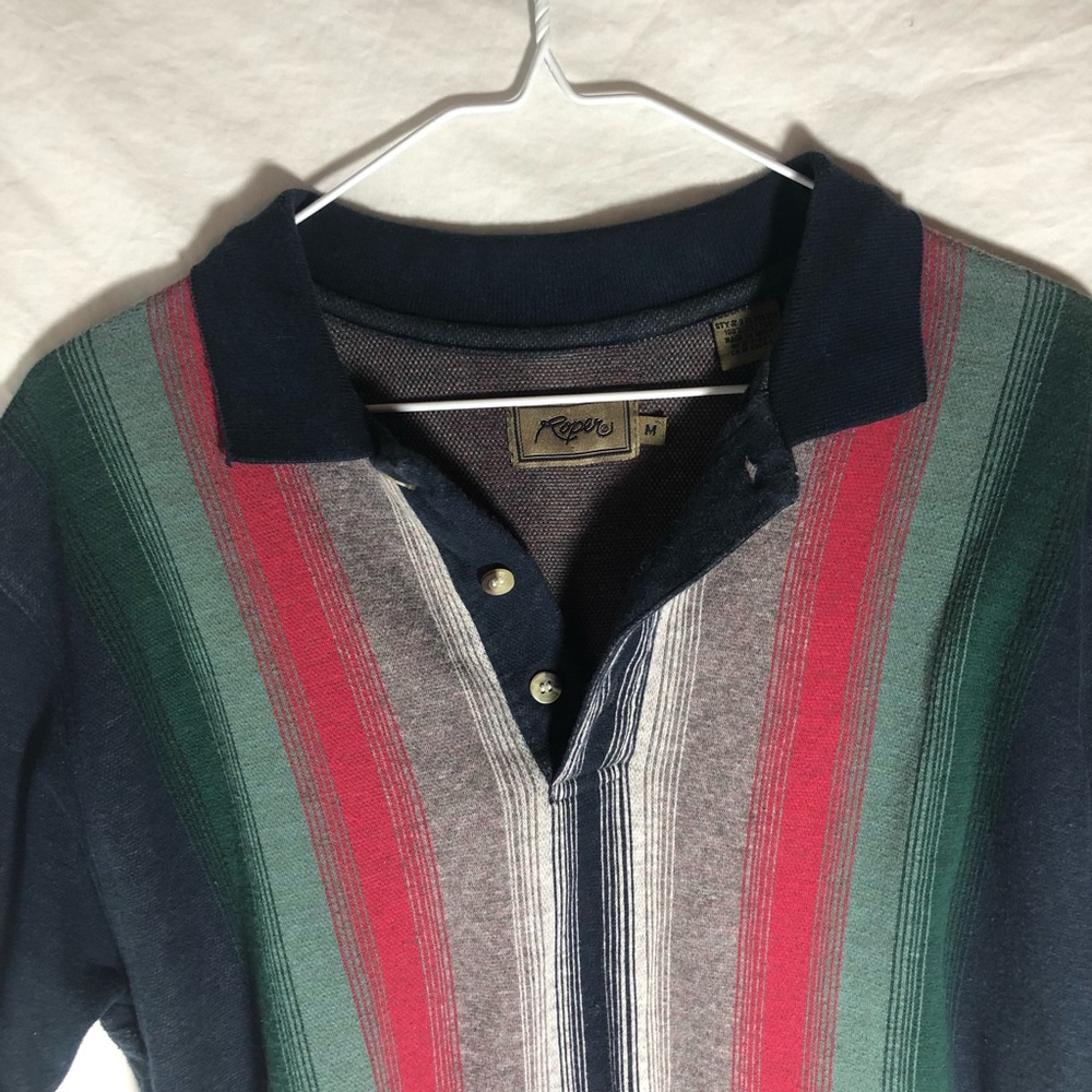 Roper vertical stripe Mexican blanket medium shirt - Picture 3 of 4